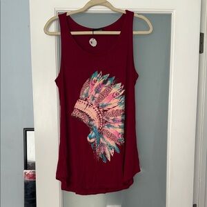 Women's Sleeveless Top with Feather Design